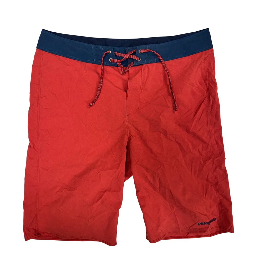 Patagonia Mens Hydropeak Boardshorts Red Blue Size 30 Swim Trunks